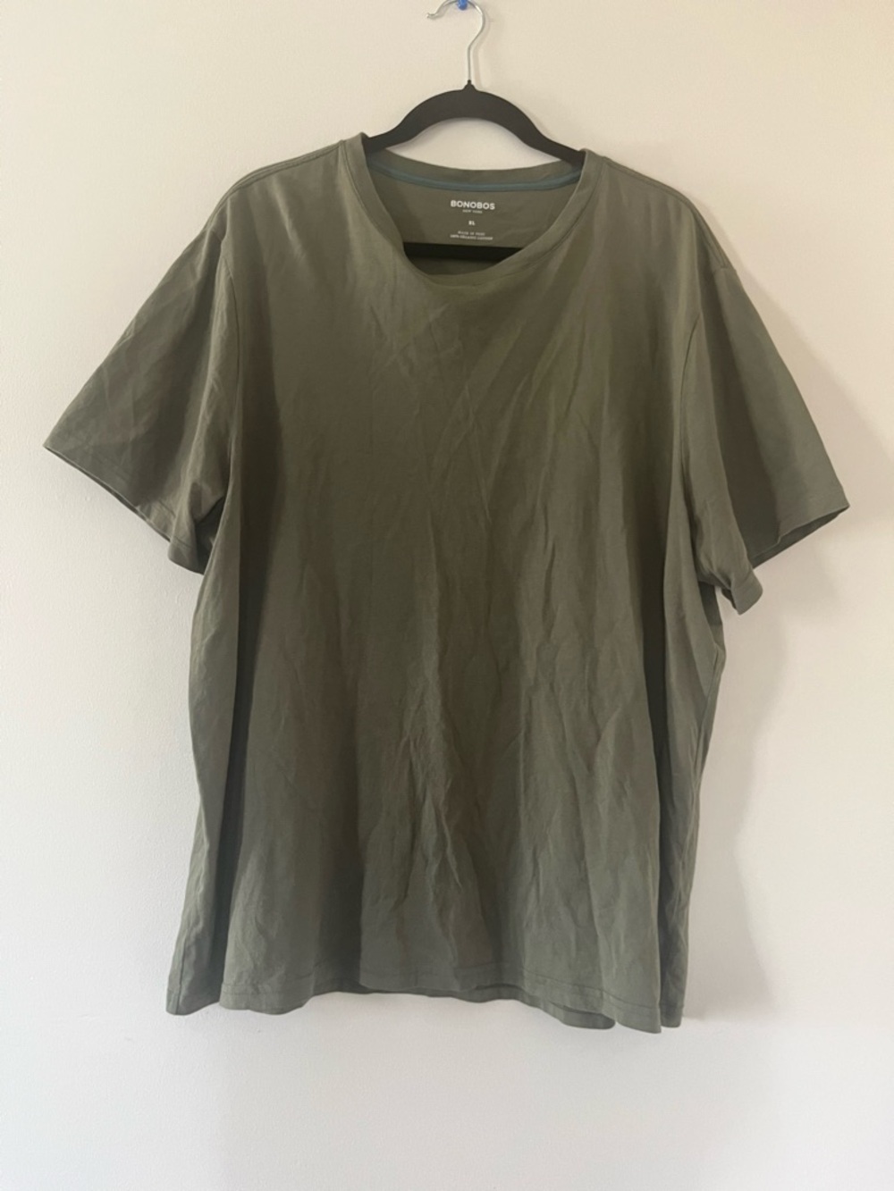 Bonobos 100% Organic Cotton T Shirt XL Olive Green Basic Tee Minimalist